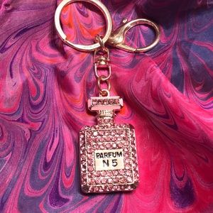 Pink perfume bottle key chain